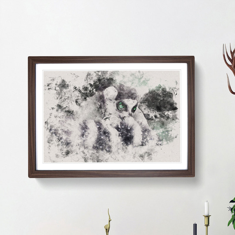 Ring-Tailed Lemur - Picture Frame Painting Print, 45cm H x 63cm W x 2cm D, Walnut Framed