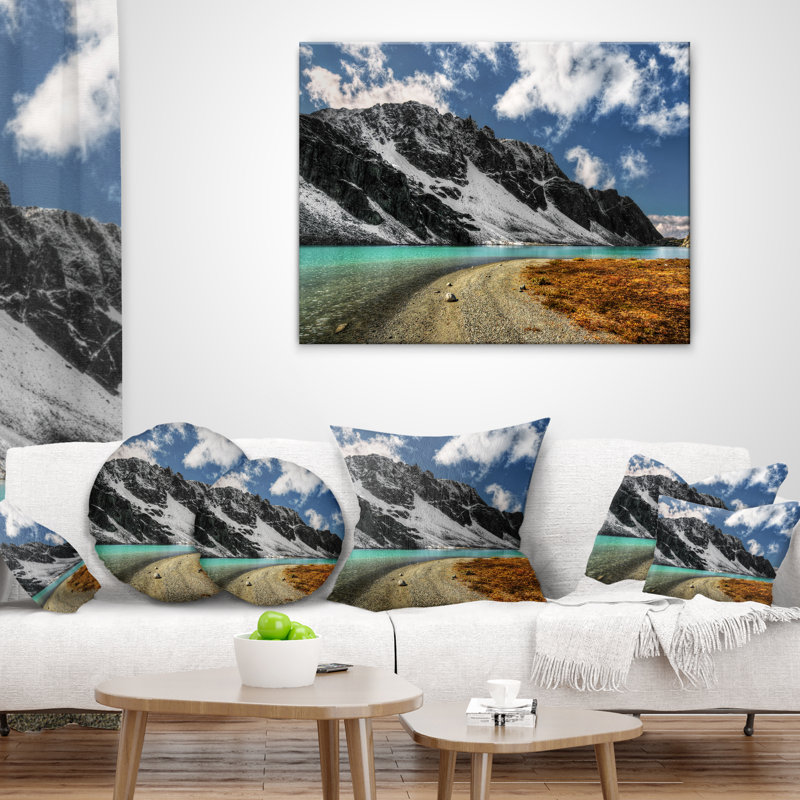 Coussin Bright Lake et Mountain Lake, 16 po x 16 po, Coussin décoratif