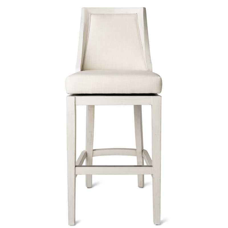 Vienna White Oak Swivel Bar Stool with Upholstered Seat