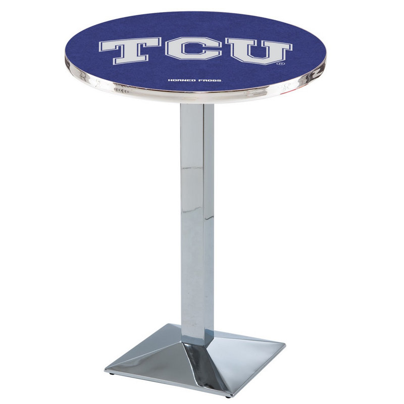Round Metal Base Dining Table, Chrome, Texas A and M