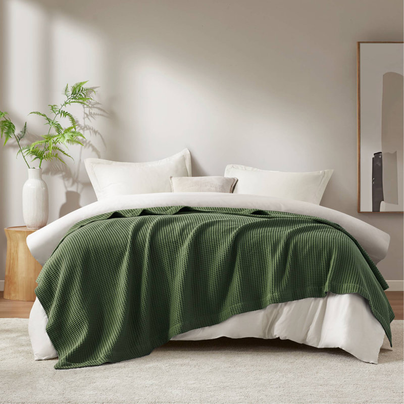 Couverture pour lit double / grand 1pc, L 90 po x l 90 po, Vert