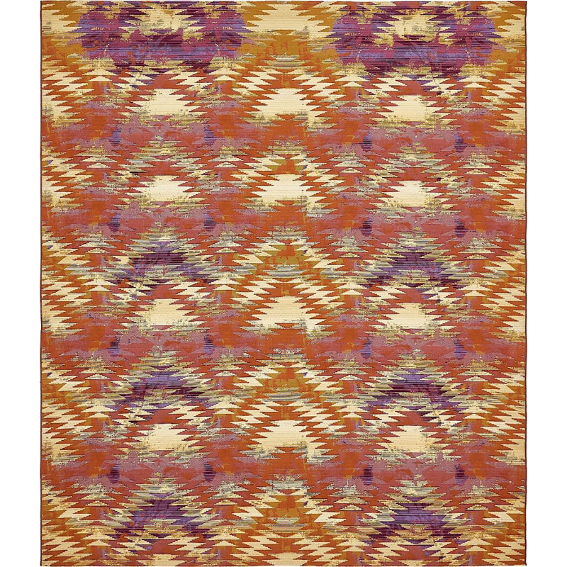 Outdoor Veranda Area Rug Crimson Color, Rectangle 10' x 12'