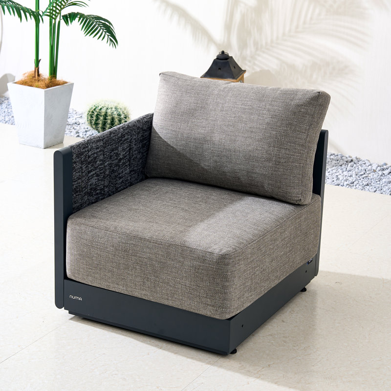 Ensemble de fauteuils d'extérieur gauche et droit en aluminium avec coussins