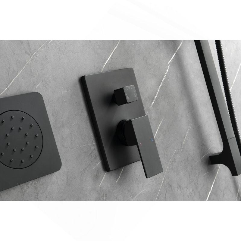 Remplacement de l'ensemble de valve de poignée de douche à 3 voies en laiton massif, Noir mat
