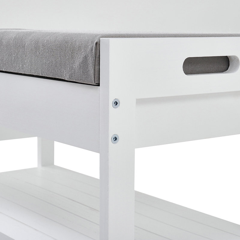 Jonestown Linen Upholstered Storage Bench, White