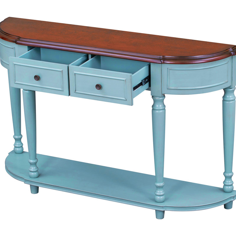 Console en bois massif 33,52 po Brence, Cerisier, Bleu antique