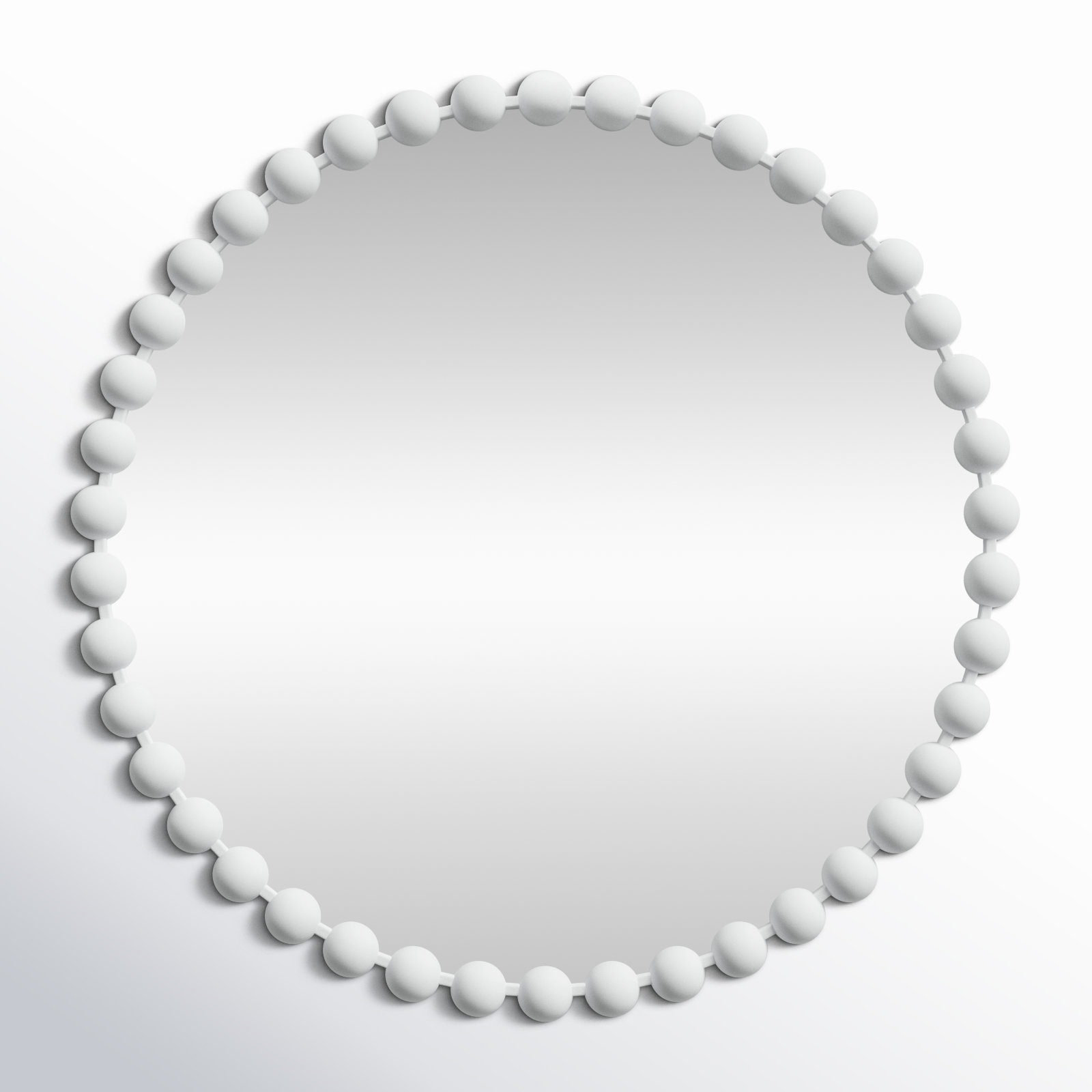 Marlowe Beaded Round Metal Wall Mirror, 36" x 36", Matte White