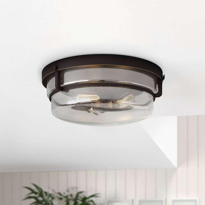 Plafonnier encastré 3 lumières 14,75 po, Transparent, Bronze palladien