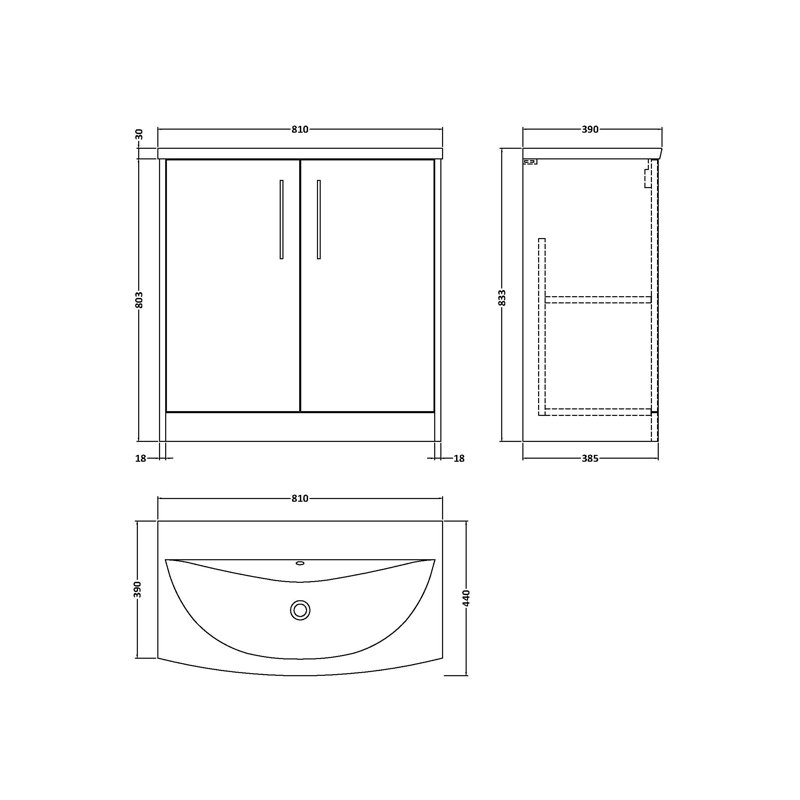 Juno 800mm Single Bathroom Vanity with Integrated Vitreous China Basin, White Ash
