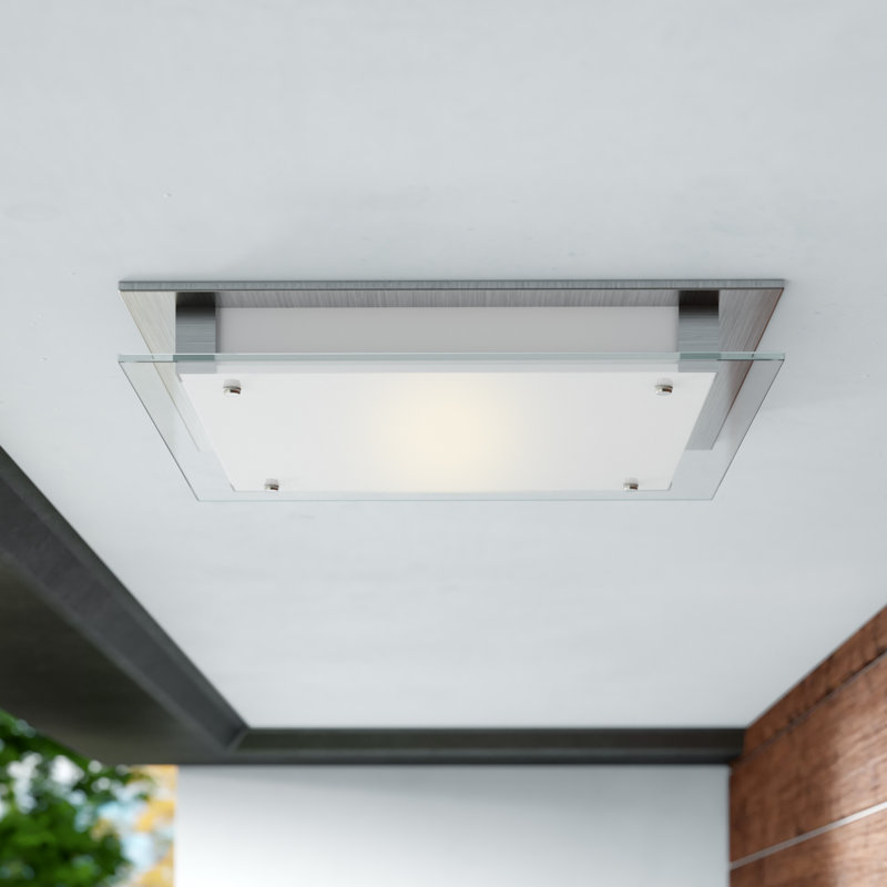 Retha Glass Flush Mount, 3" H x 9.5" W x 9.5" D