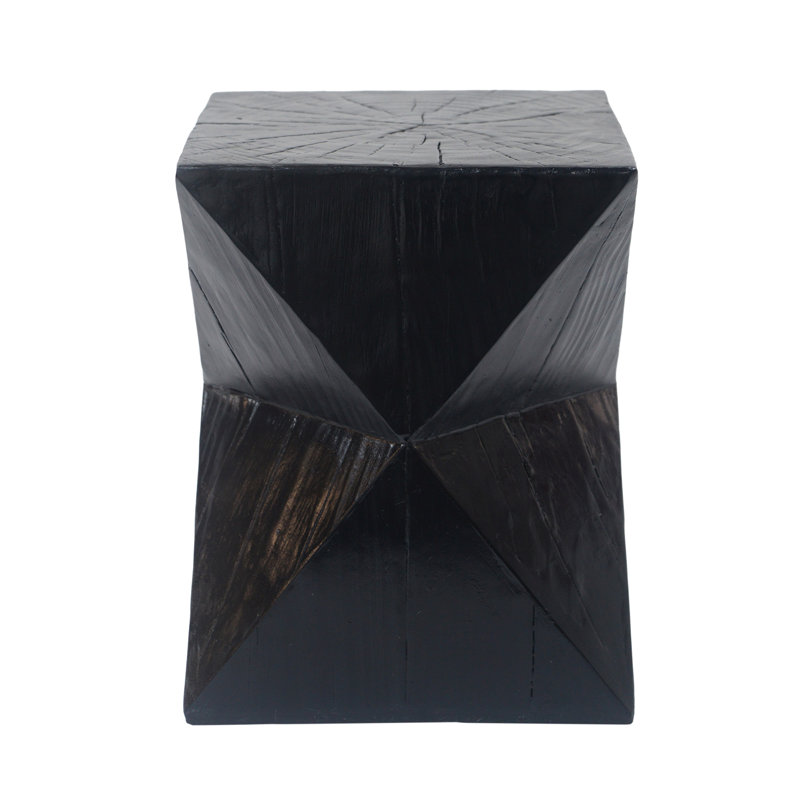Mango Wood Round End Table, Black