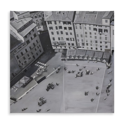Piazza del Campo Gray Building Tablecloth | Indoor Outdoor Decor