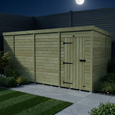 Total Sheds 13ft x 7ft Pent Garden Shed - Single Door - No Windows - Pressure Treated Timber - UK Manufactured