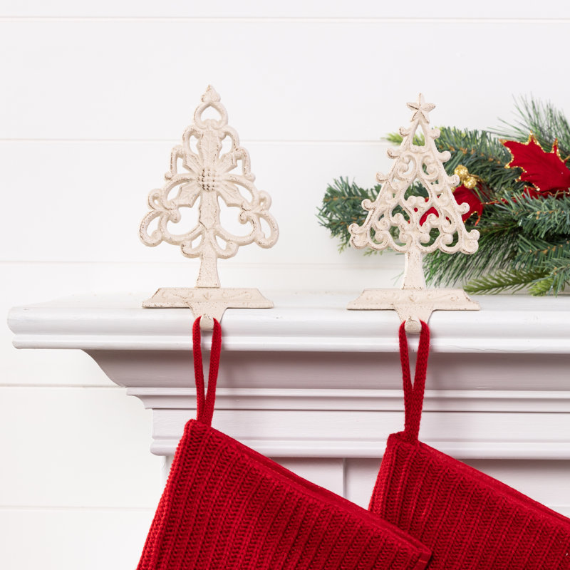  Cast Iron Ornate Tree Stocking Hanger Set of 2 Christmas Home Decorations
