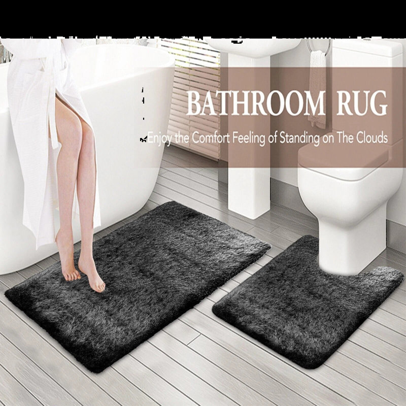 Polypropylene Plastic Non-Slip Bath Mat, Black Grey