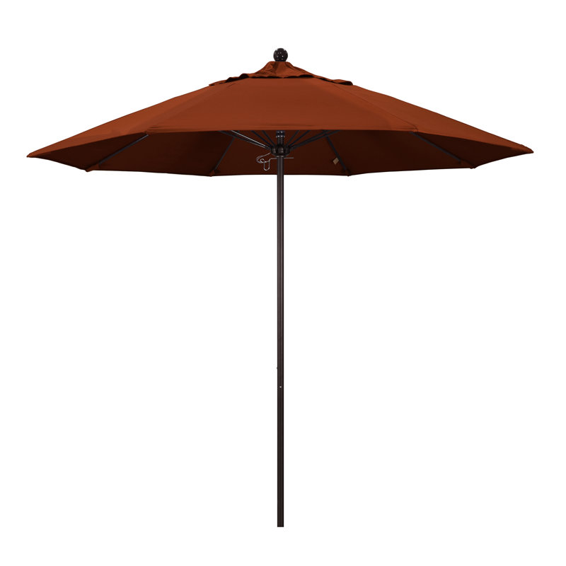 Parasol de marché 9 pi Hibo, Toile Brick Performance, Bronze