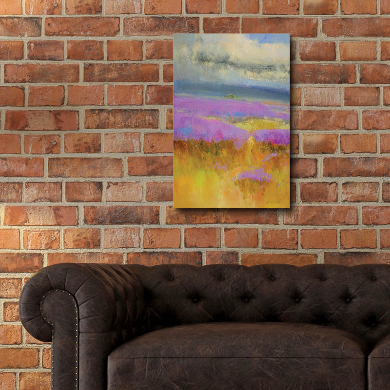 Art mural en verre Latitude Run® «Field Of Lavender 1» par Vahe Yeremyan, H 24 po x l 16 po x P 0,2 po
