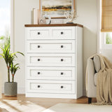 Marelin 5 Drawers Dresser Bedroom Farmhouse White Dresser with Storage