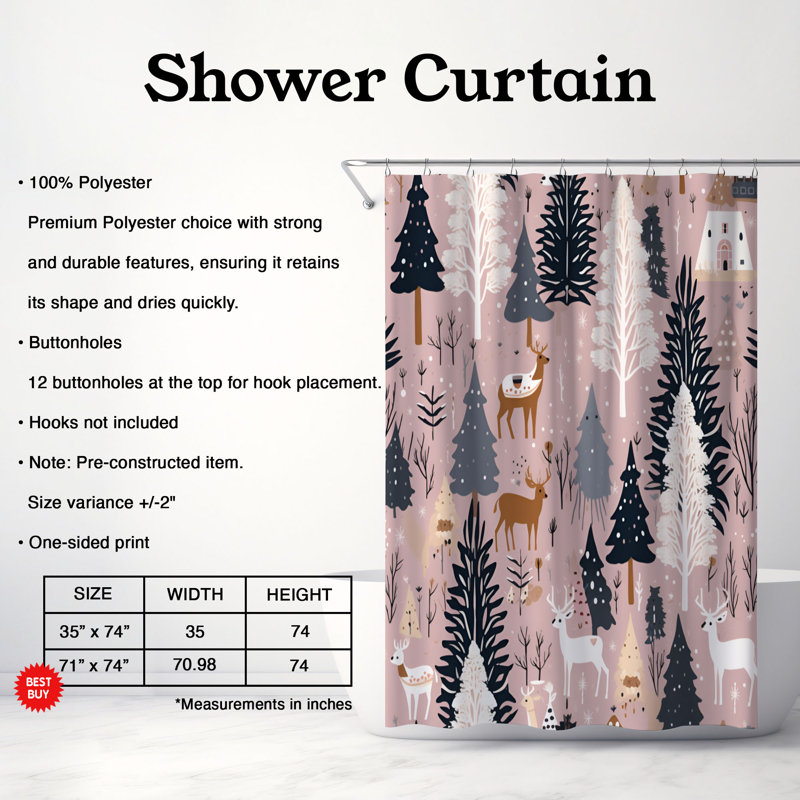 Rideau de douche Fairy Forest - Premium, H 74 po x l 71 po