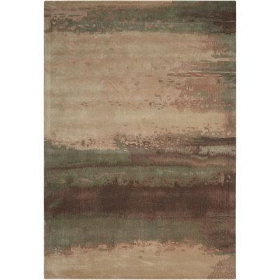 Wool Abstract Area Rug in Cream/Gray/Light Tan