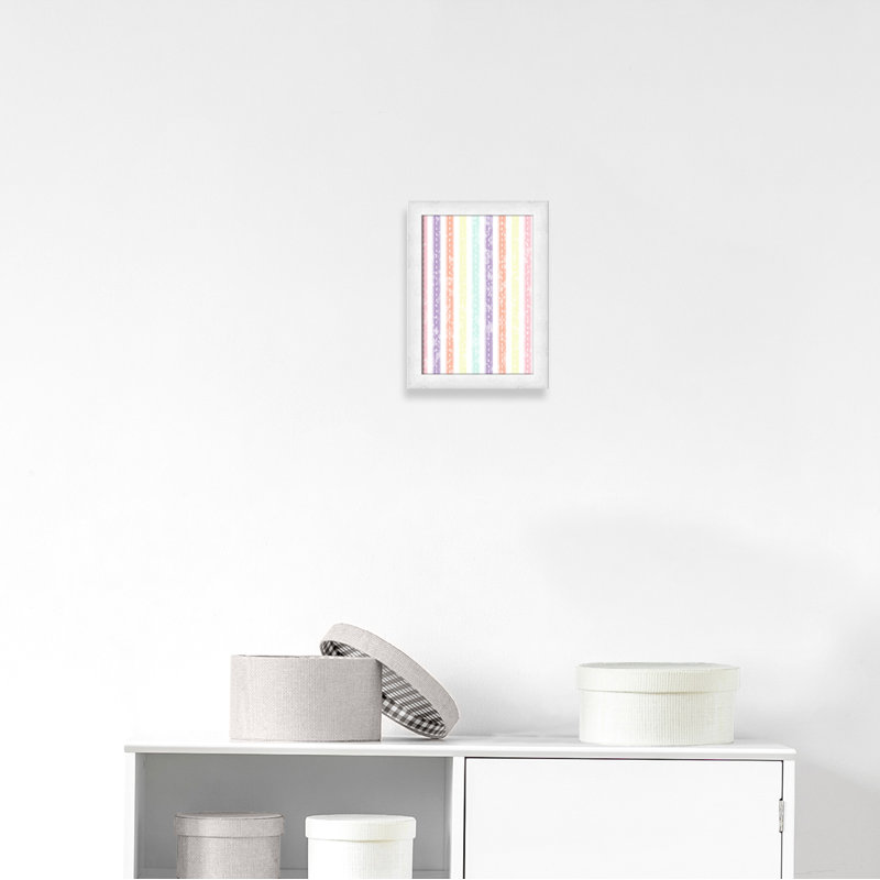 Adhésif décoratif Whimsical Stripe, H 16 po x l 12 po x P 0,625 po, Encadré plat à grain de bois blanc