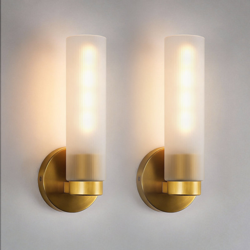Applique murale dorée 1 lumière 12 pouces avec abat-jour en verre givré