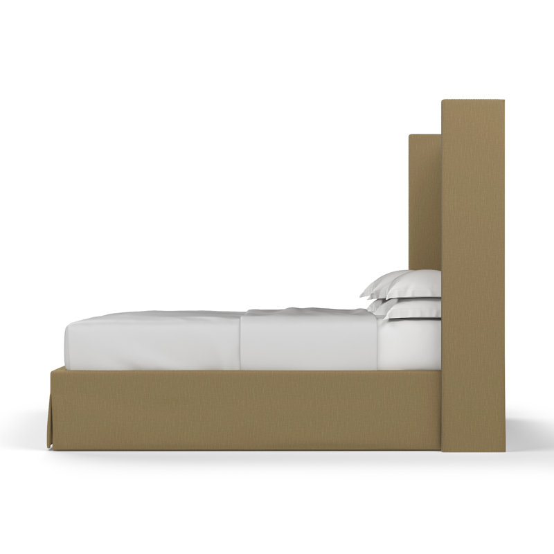 Lit tapissier Kaiser Box, Simple, Lin à tissage carré massepain