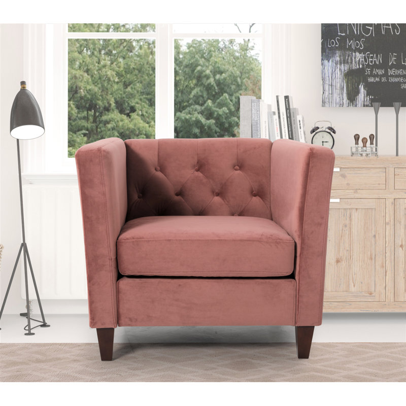 Rubio Velvet Armchair, Pink Velvet