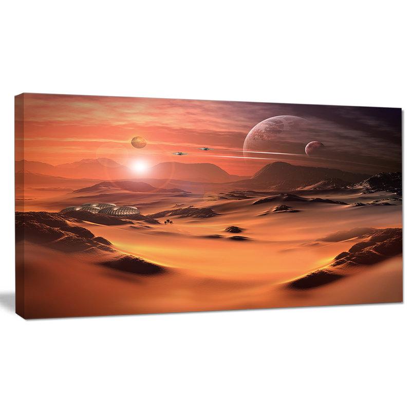 « étranger planet 3d rendered computer art », impression sur toile tendue, H 16 po x l 32 po x P 1 po