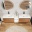 Meuble-lavabo mural avec lavabo en résine, une tablette et quatre portes à fermeture en douceur-1492126329