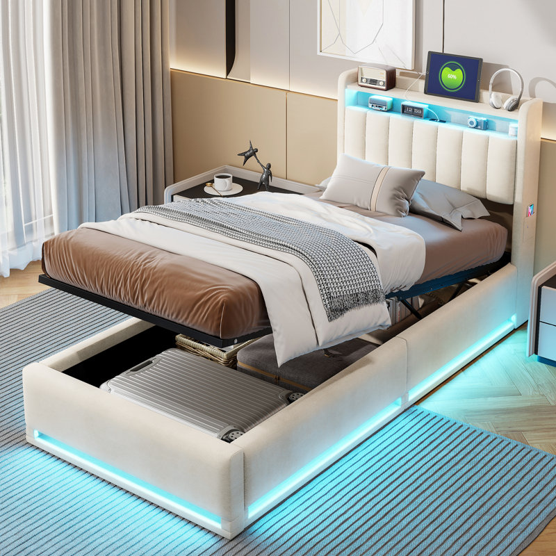 Bed, 90*190, Beige