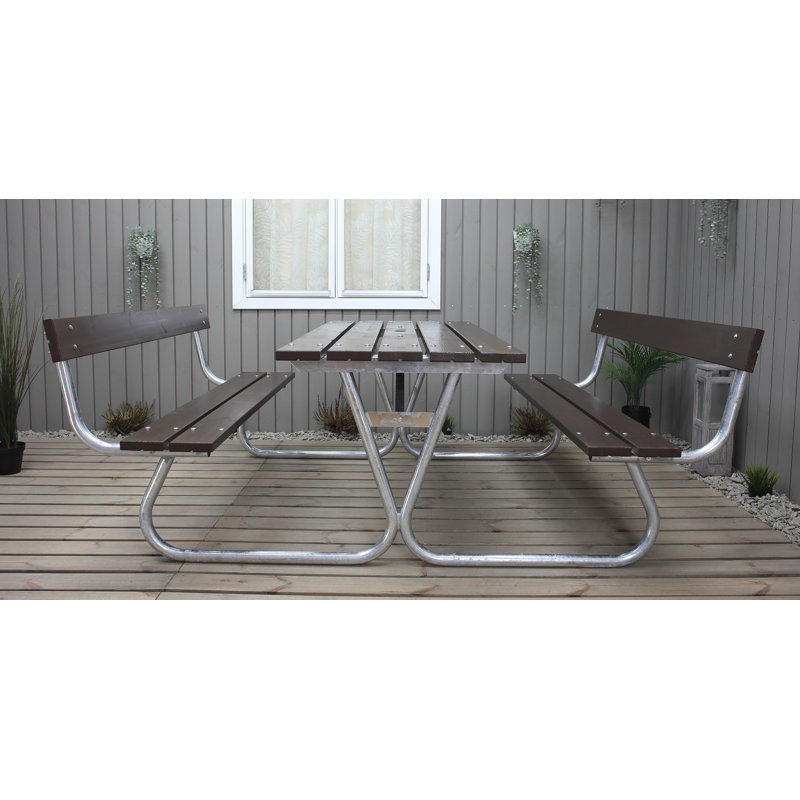 Berdeja Rectangular Outdoor Dining Table , 444.5cm cm W 566.42cm cm D, Dark Brown