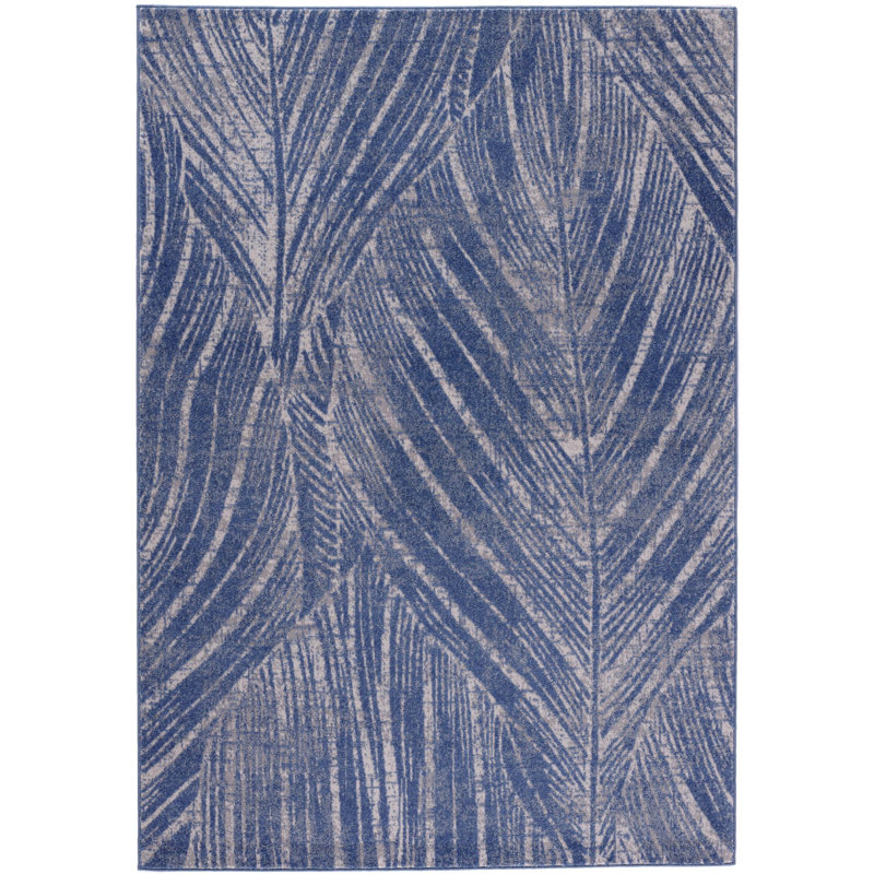 Indigo Emerich - palmiers - bleu doux, Rectangle 2 pi 3 po x 4 pi 3 po