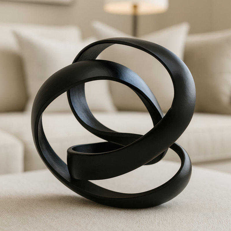 Decorative Metal Aluminum Modern Sculptural Accent Piece - Black, Black, 8" H x 8" W x 7" D