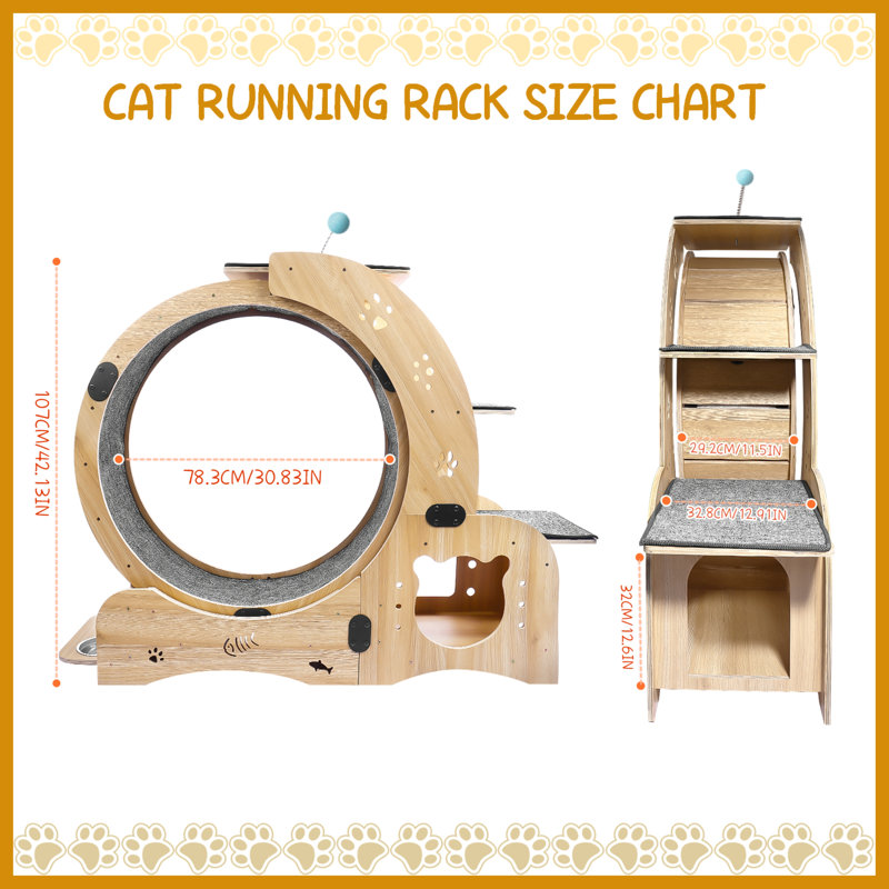 Arbre à chat autoportant en bois 48,4 po H Edine 