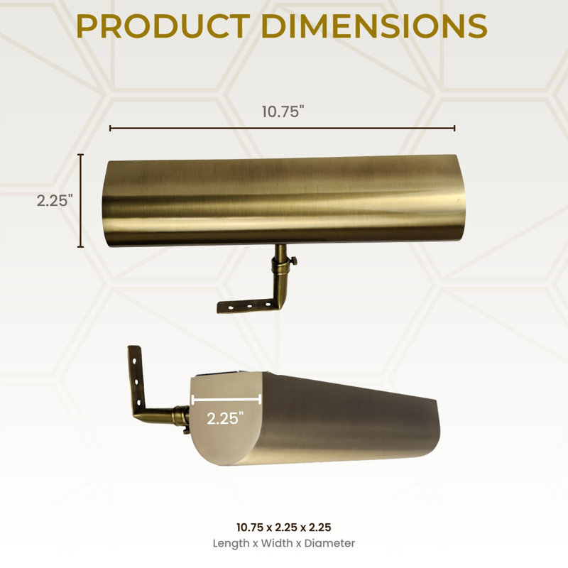 10.75'' Dimmable LED Wall Mounted Picture Light with Remote, Brushed Satin Brass
