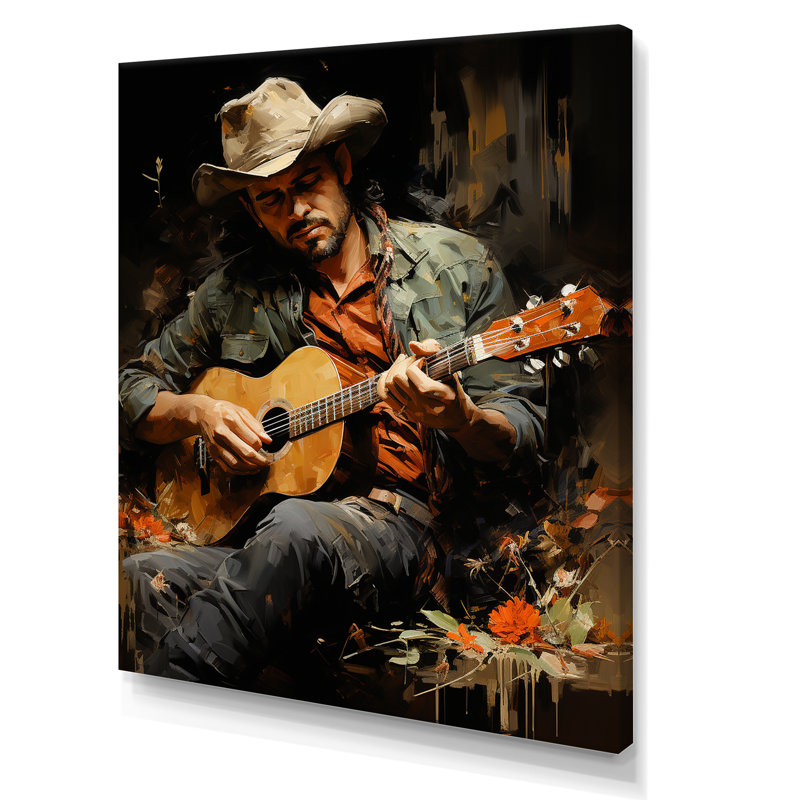 «Country Music Singer In Rustic Browns», reproduction sur toile, Toile tendue, H 40 po x l 30 po