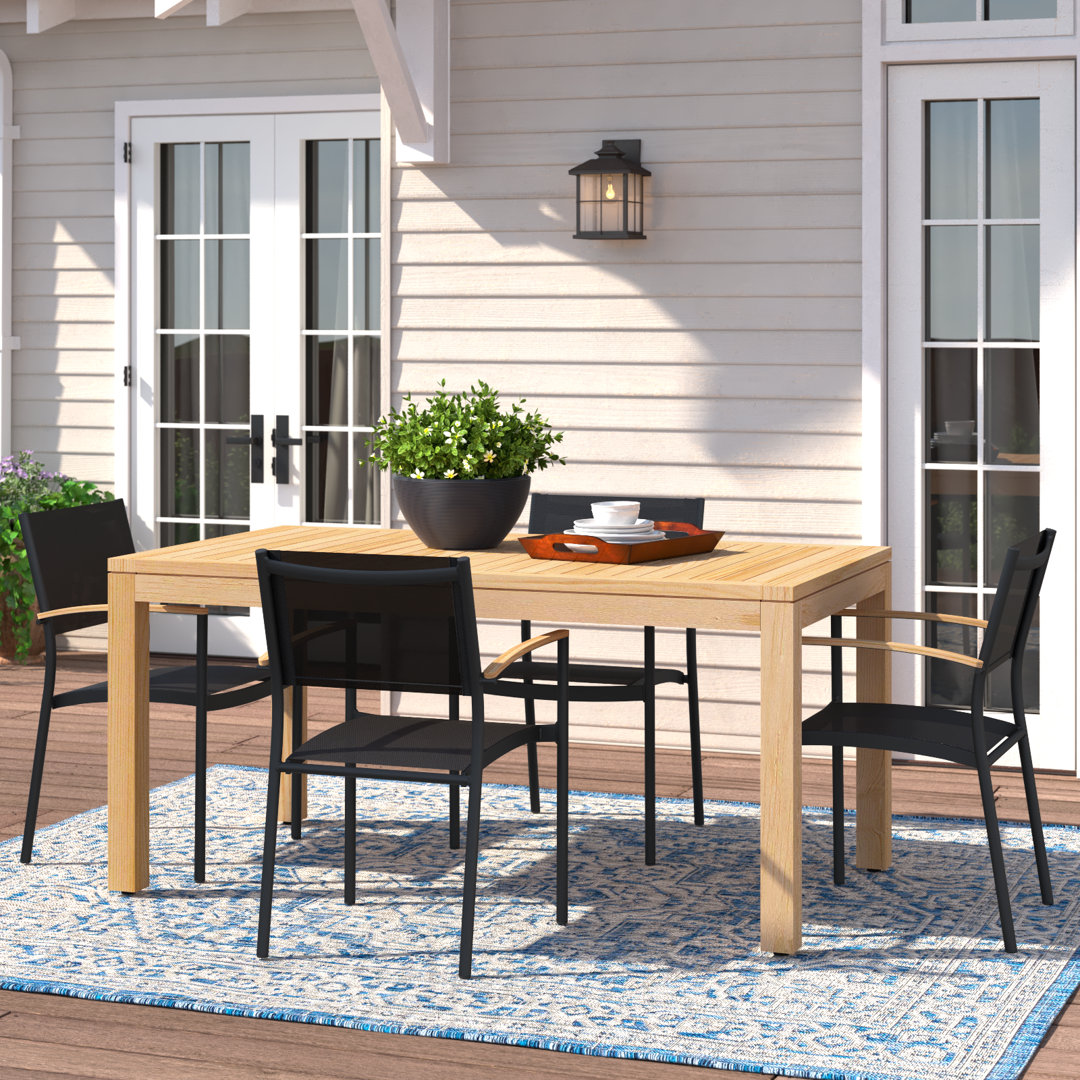 Anautica 4 - Person Teak Patio Dining Set with Rectangular Table Lark Manor™