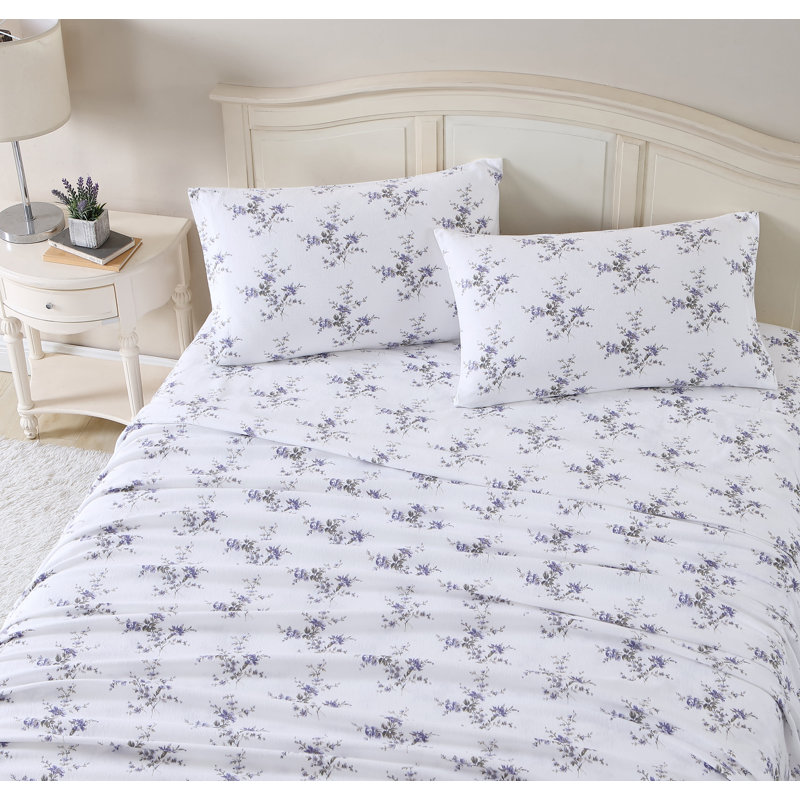 Jessika Floral Cotton Flannel Full Sheet Set