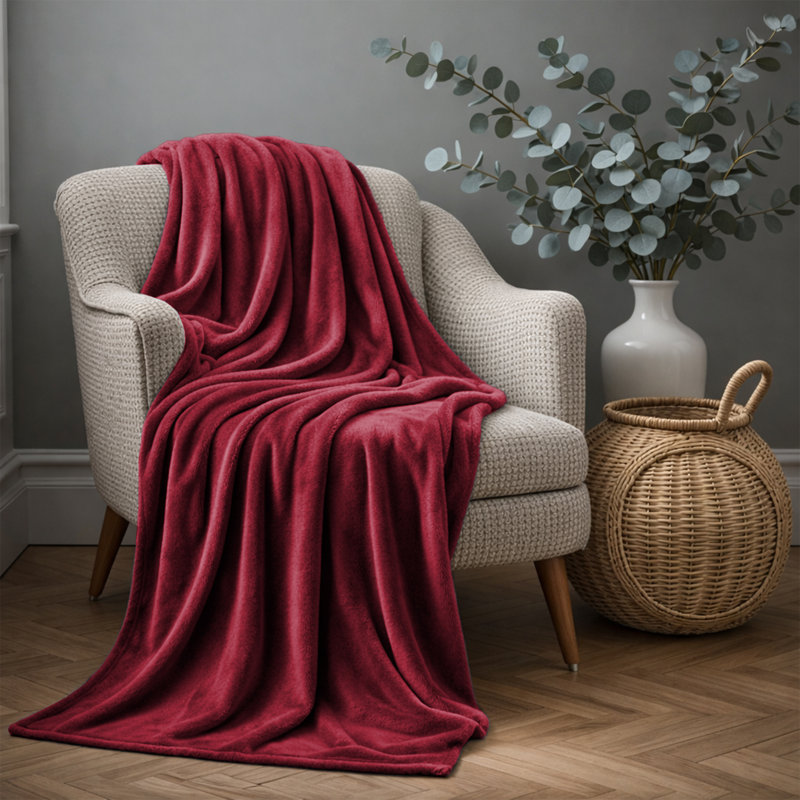 Jeté polaire en flanelle de luxe, Grand (90 x 90), Bleu clair