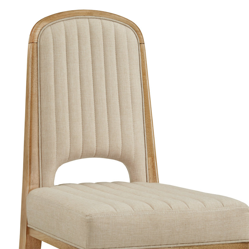 Ensemble de salle à manger extensible à finition en bois de 72 à 90 po Brogdon avec table et chaises en tissu crème, Brun