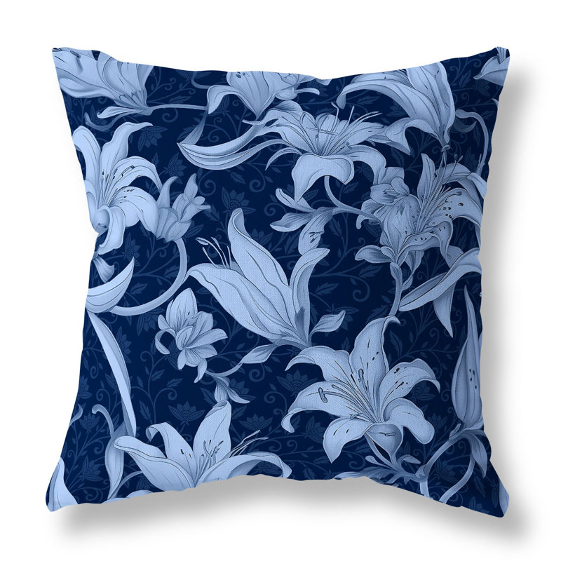 Coussin Lily Love, H 18 po x l 18 po, Bleu