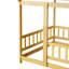 Structure de lit de style moderne, maison en bois, lit de plancher avec barrières de sécurité