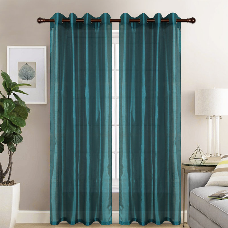 Diredra Polyester Semi-Sheer Curtains, Teal