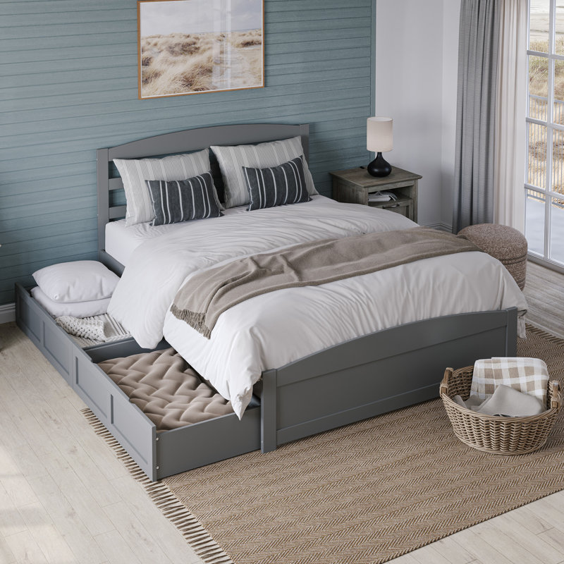 Elliana Solid Wood Slat Storage Bed, Full/Double, Gray