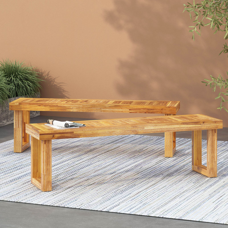 2 Wood Bench - Natural, Weather- And Robust (2) Withstands Weather Elements