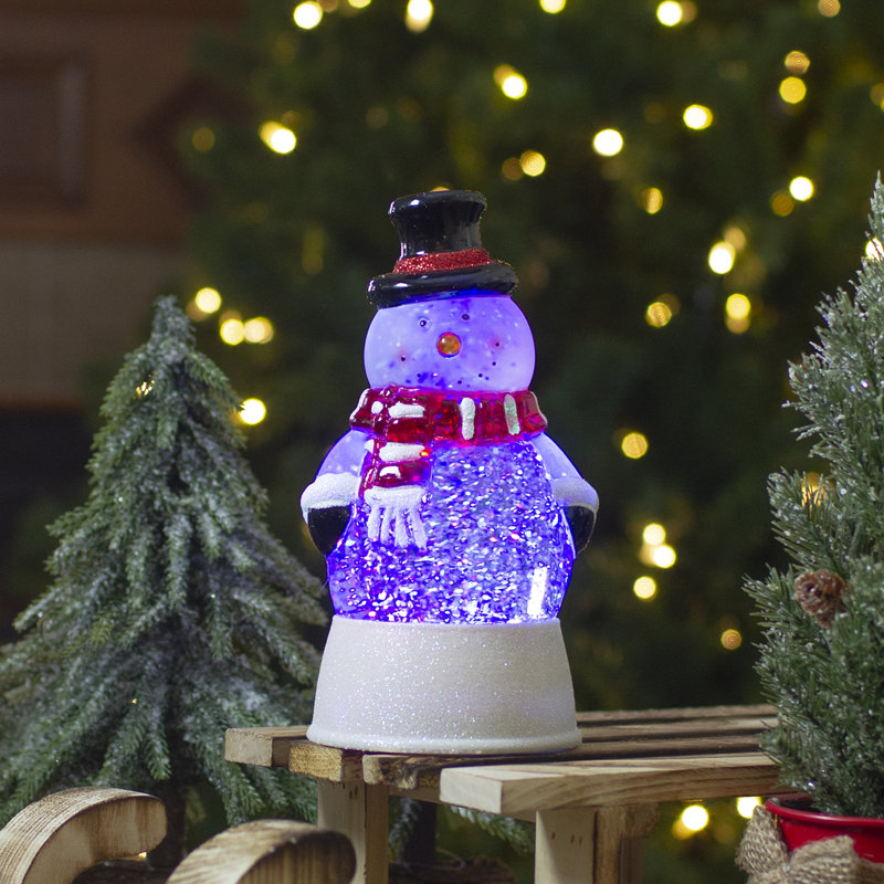 7.5" LED Lighted Color Changing Snowman Christmas Glitter Snow Globe