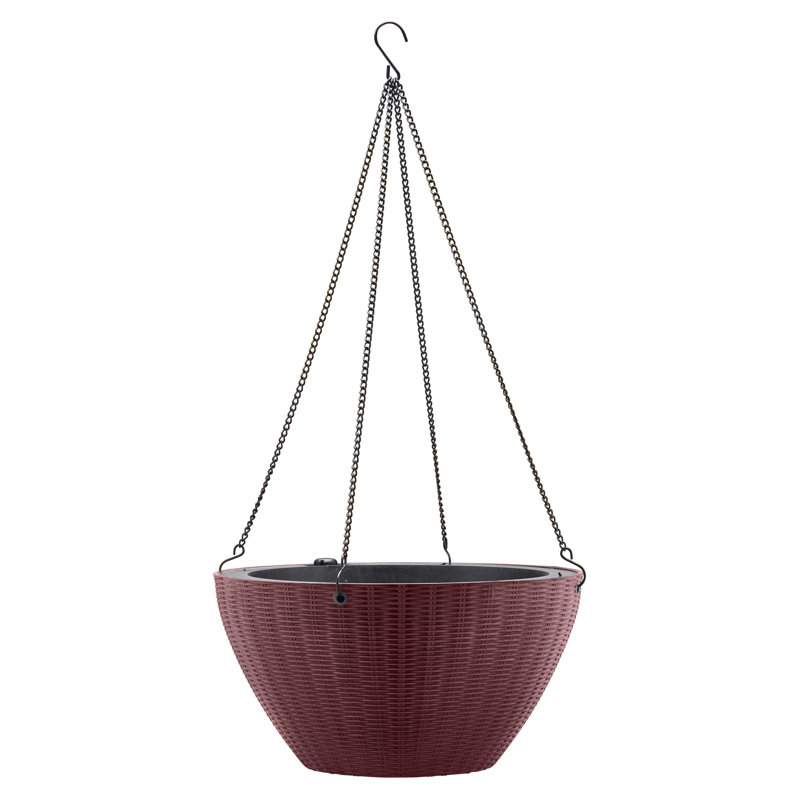Rustic Brown High-Density Resin Self-Watering Hanging Planter
