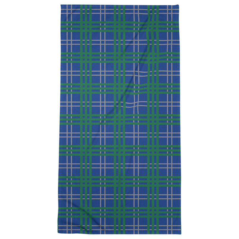 Serviette de plage de luxe Seattle football, Bleu / argenté / vert, Mélange polyester-coton
