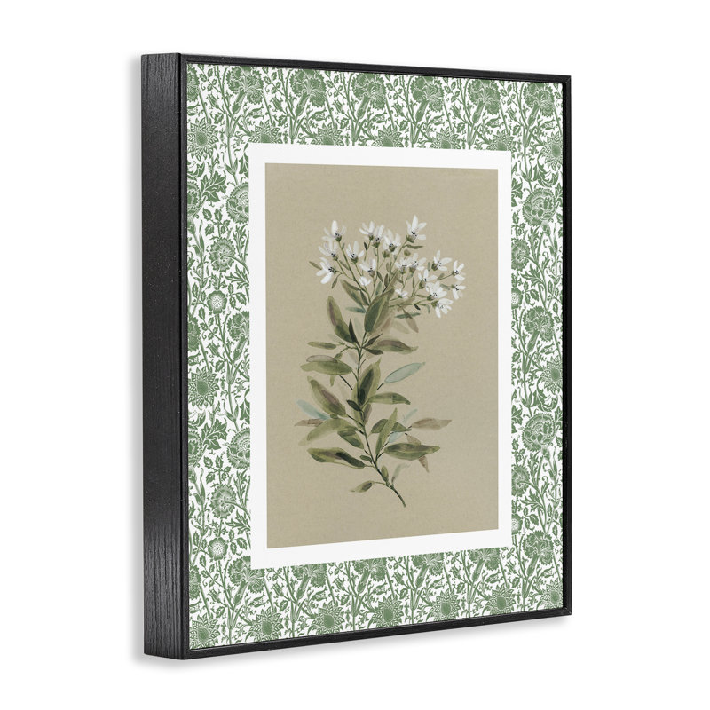 Estampe numérique à motif botanique vert, design par Carol Robinson, H 30 po x l 24 po, Giclée encadrée noir minuit